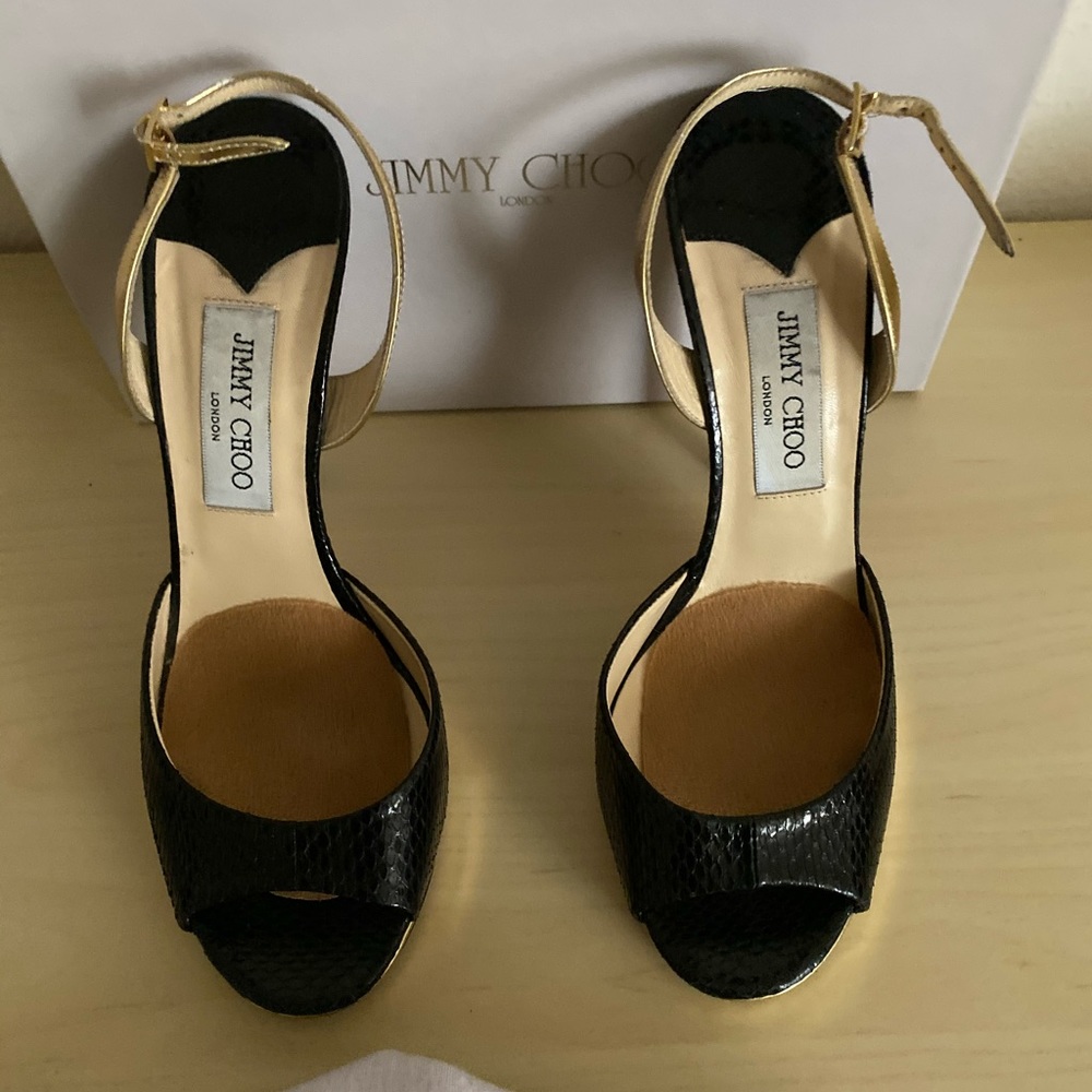 Jimmy Choo Snakeskin Black Heels - Picture 2 of 3